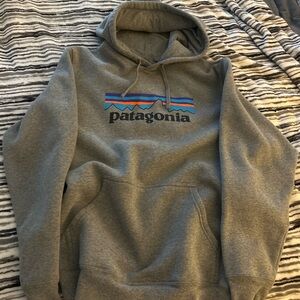 Patagonia Gray Hoodie with Blue Accents
